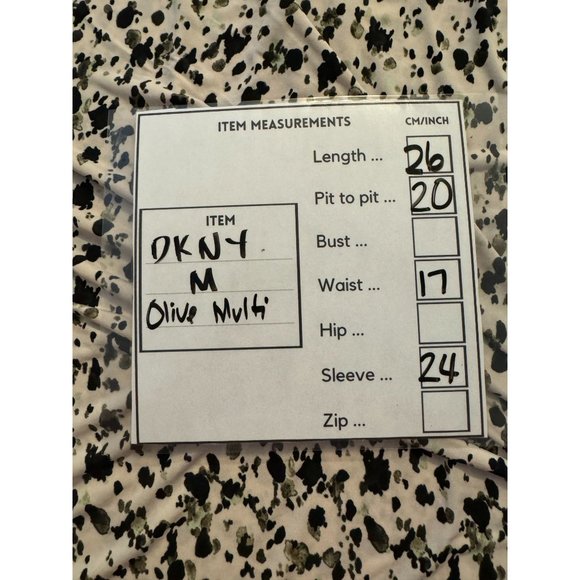 DKNY NWT Sz M Olive Multi Surplice Detailed Long Sleeve Top - Picture 2 of 10